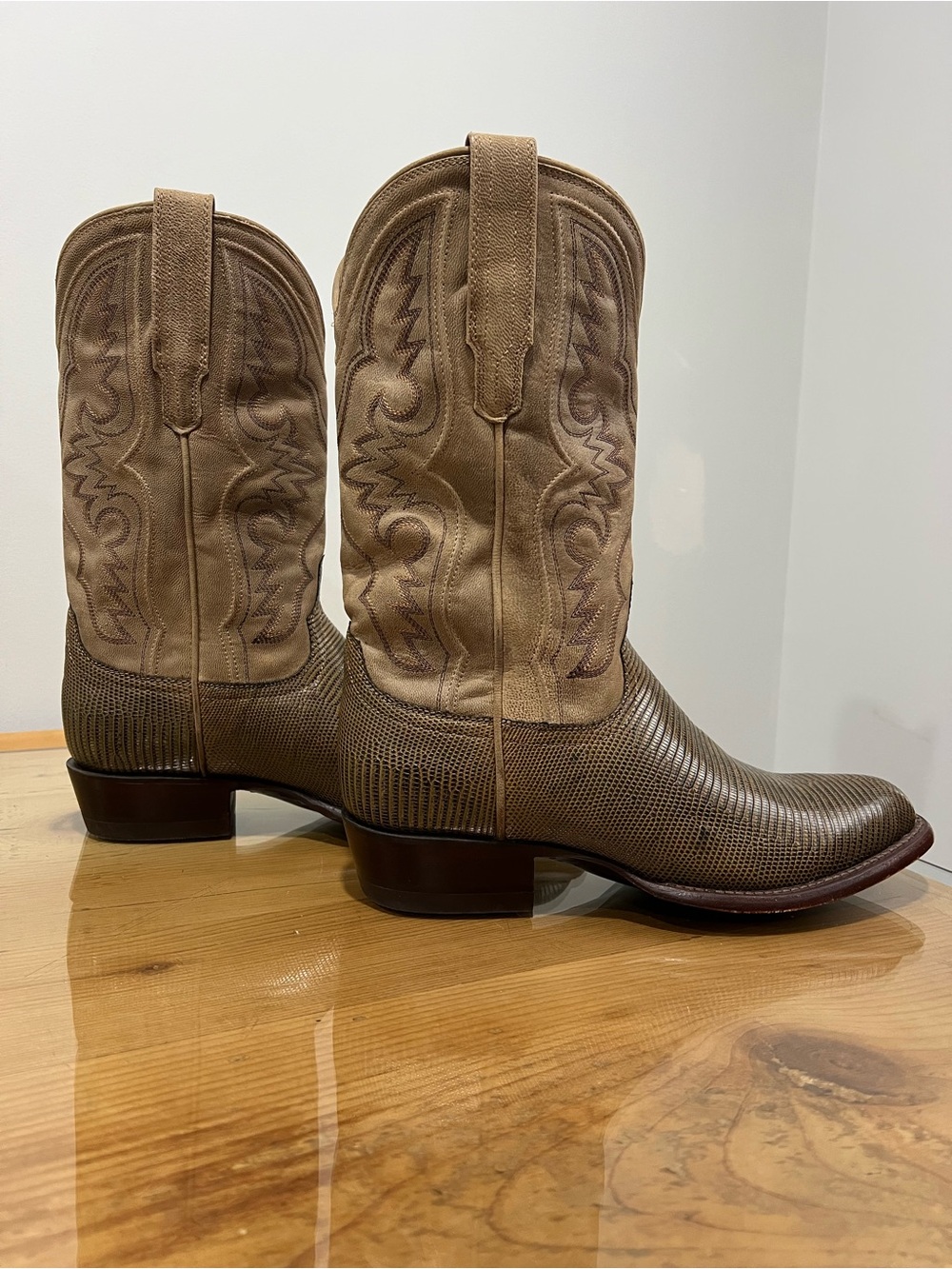 Tecovas Nolan Burnt Cedar Lizard Western Boots size 8.5 - Picture 3 of 6